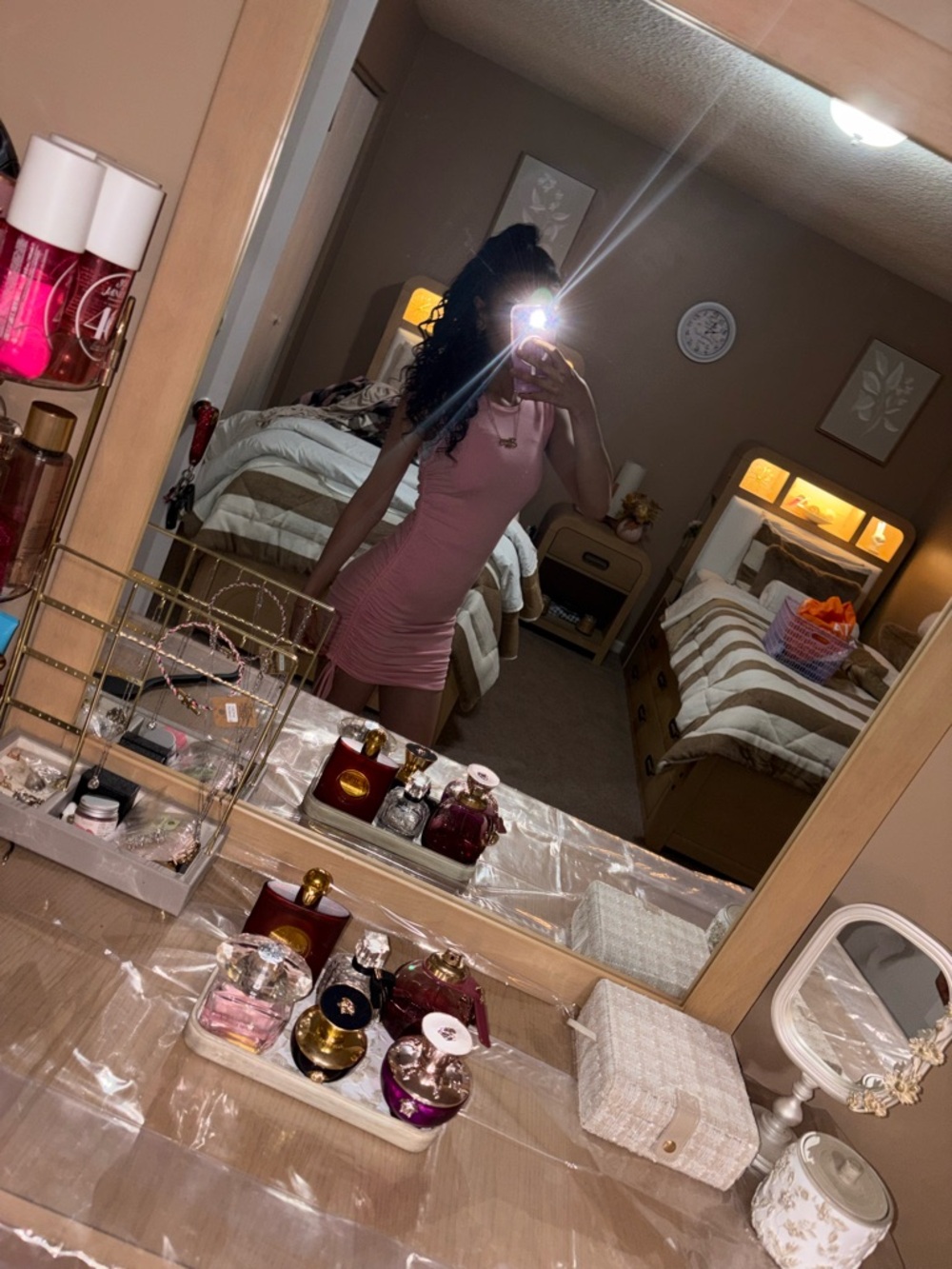 Fitted Pink Sleeveless Bodycon Dress